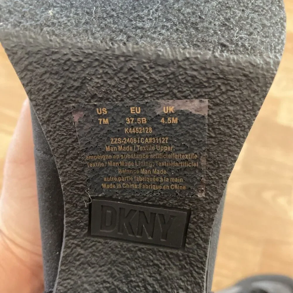 DKNY Womens Toia Lace-Up Zip Block Heel Platform Booties Grey Black Size 7 M